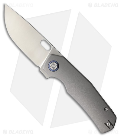 Kunwu Knives TAO III Frame Lock Knife Gray Orange Peel Titanium (3.5" Satin)