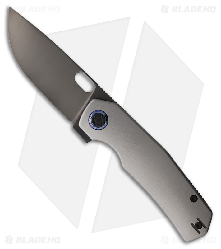 Kunwu Knives TAO III Frame Lock Knife Gray Orange Peel Titanium (3.5" DLC)