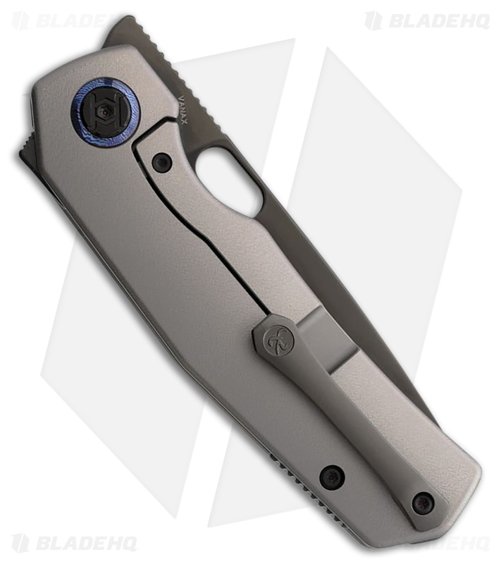 Kunwu Knives TAO III Frame Lock Knife Gray Orange Peel Titanium (3.5" DLC)