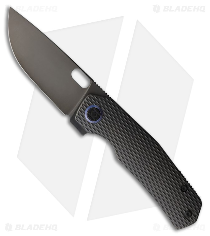 Kunwu TAO III Frame Lock Knife Black Diamond Textured Titanium (3.5" DLC)