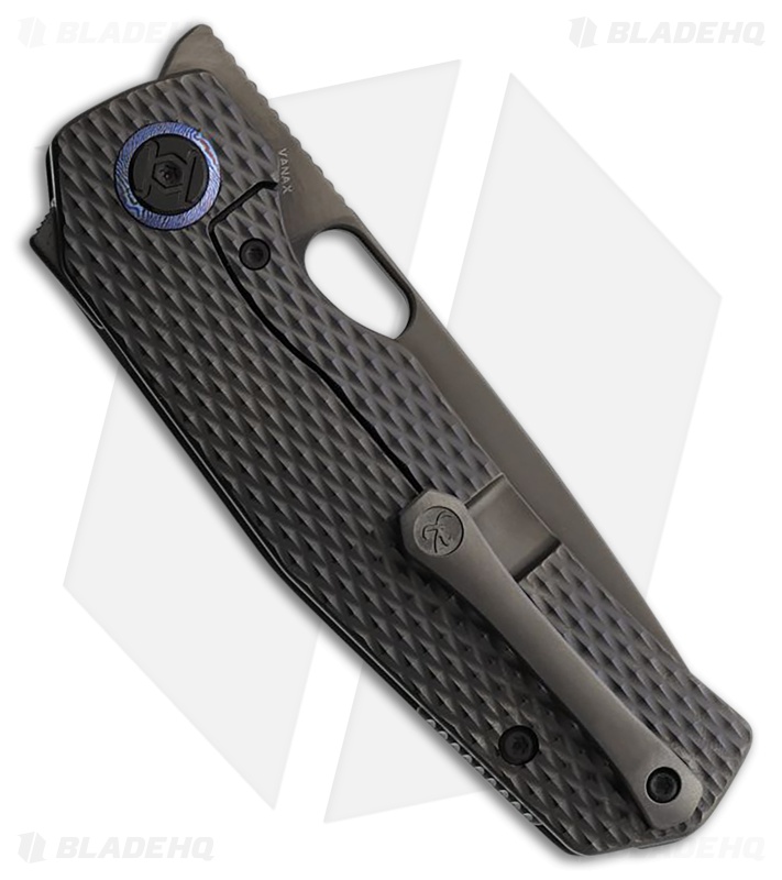 Kunwu TAO III Frame Lock Knife Black Diamond Textured Titanium (3.5" DLC)
