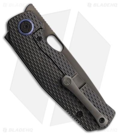 Kunwu TAO III Frame Lock Knife Black Diamond Textured Titanium (3.5" DLC)