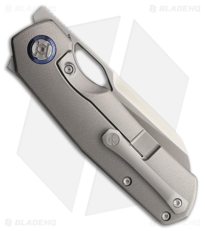 Kunwu Knives Sheepsfoot TAO II Frame Lock Knife Gray Orange Peel Ti (3.4" Satin)