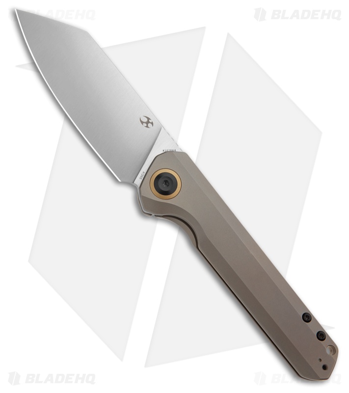 Kansept Knives Bulldozer Frame Lock Knife Bronze Titanium (3.5" Satin)