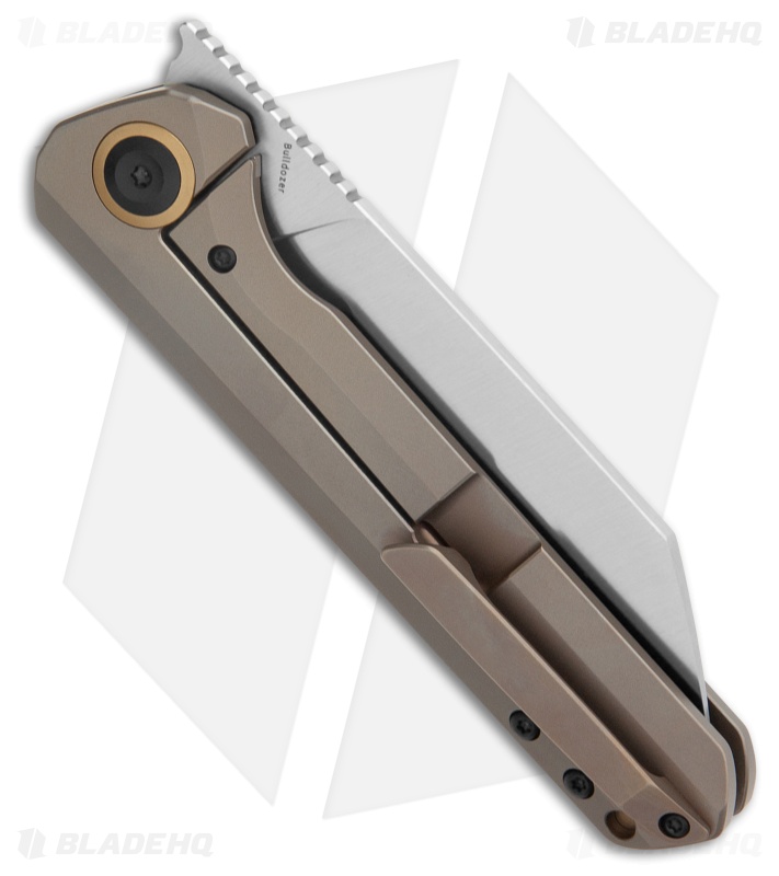 Kansept Knives Bulldozer Frame Lock Knife Bronze Titanium (3.5" Satin)