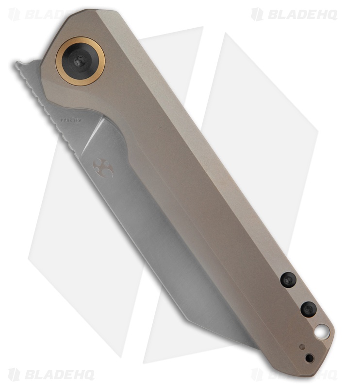 Kansept Knives Bulldozer Frame Lock Knife Bronze Titanium (3.5" Satin)