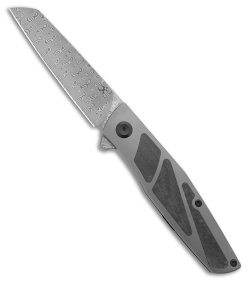 Kansept Knives Cru Frame Lock Knife Bronze Titanium + Twill CF (3.5" Damascus)