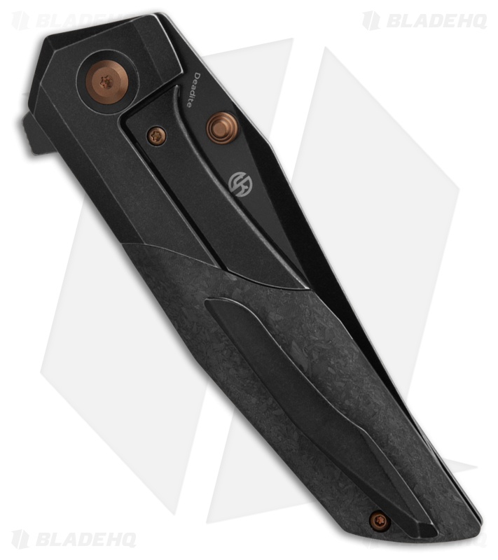 Kansept Knives Deadite Frame Lock Knife Blackwash Ti + Shred CF (3.5" Black SW)