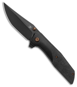 Kansept Knives Deadite Frame Lock Knife Blackwash Ti + Shred CF (3.5" Black SW)