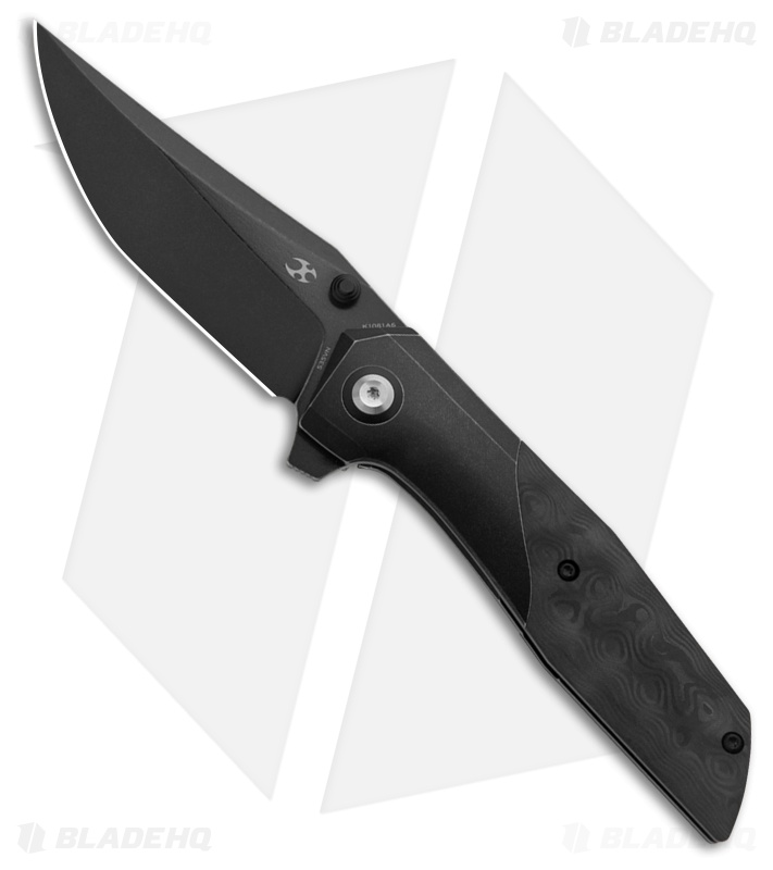 Kansept Knives Deadite Frame Lock Knife Blackwash Ti + Rose CF (3.5" Black SW)