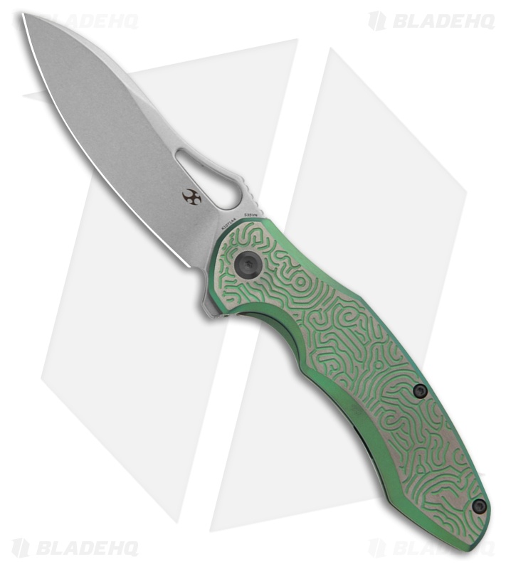 Kansept Knives Echis Frame Lock Knife Green Anodized textured Ti (3.5" SW)