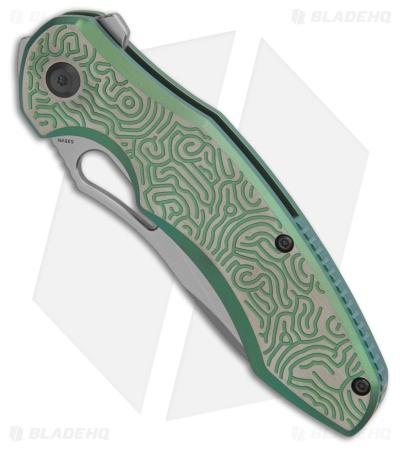 Kansept Knives Echis Frame Lock Knife Green Anodized textured Ti (3.5" SW)