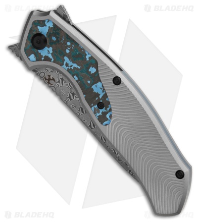 Kansept Knives HAVORN Frame Lock Knife Arctic Storm Fat CF/Ti (3.4" Damascus)