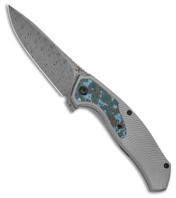 Kansept Knives HAVORN Frame Lock Knife Arctic Storm Fat CF/Ti (3.4" Damascus)