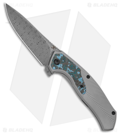 Kansept Knives HAVORN Frame Lock Knife Arctic Storm Fat CF/Ti (3.4" Damascus)