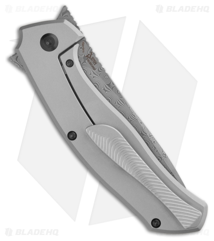 Kansept Knives HAVORN Frame Lock Knife Black and White CF/Ti (3.4" Damascus)