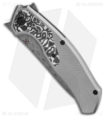 Kansept Knives HAVORN Frame Lock Knife Black and White CF/Ti (3.4" Damascus)