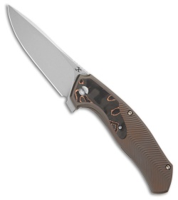Kansept Knives HAVORN Frame Lock Knife Copper CF/Bronze Ti (3.4" Stonewash)