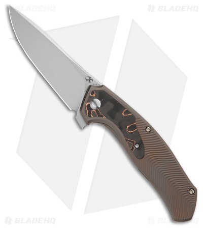 Kansept Knives HAVORN Frame Lock Knife Copper CF/Bronze Ti (3.4" Stonewash)