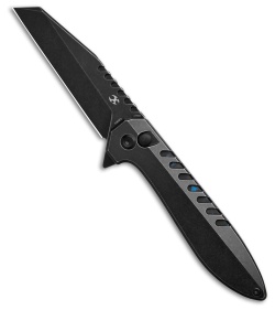 Kansept Knives Kosame Button Lock Knife Blackwash Ti/Blue CF (3.4" Black SW)