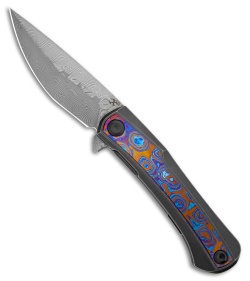 Kansept Knives Kratos Frame Lock Knife Timascus/Black Ti (3.8" Damascus)
