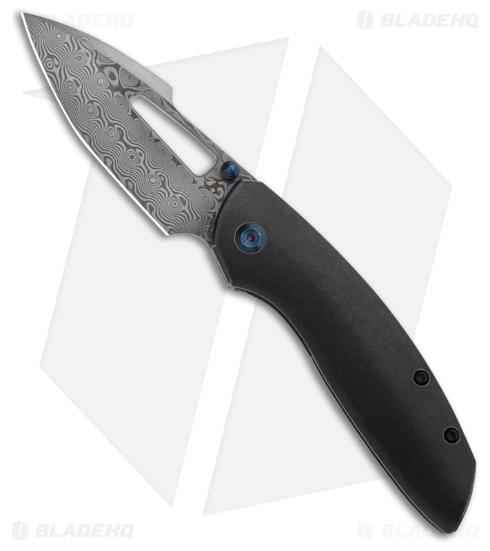 Kansept Knives Link Knife Blackwash Titanium Damascus