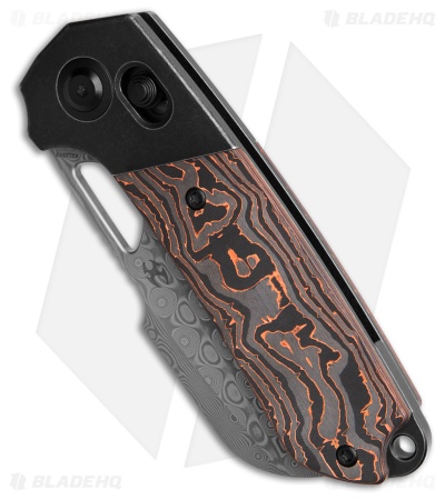 Kansept Knives Nahual Crossbar Lock Knife Copper Carbon Fiber (2.9" Damascus)
