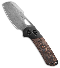 Kansept Knives Nahual Crossbar Lock Knife Copper Carbon Fiber (2.9" Damascus)