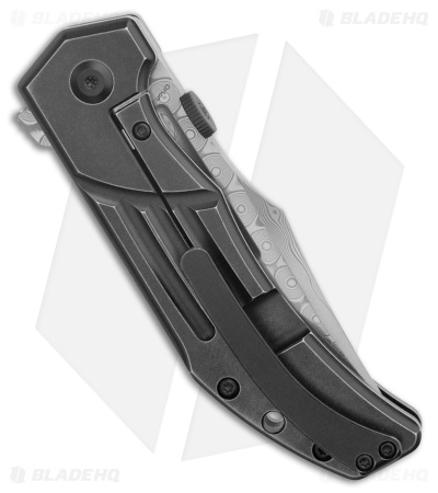 Kansept Knives Orion Frame Lock Knife Blackwash Titanium (3.1" Damascus)