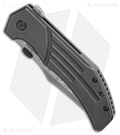 Kansept Knives Orion Frame Lock Knife Blackwash Titanium (3.1" Damascus)
