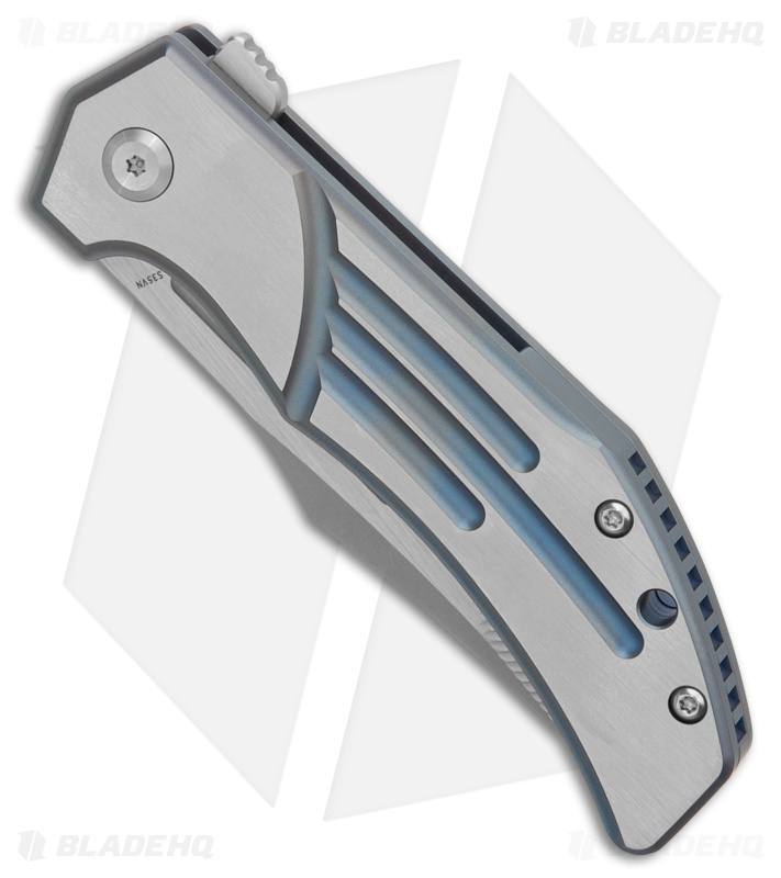 Kansept Knives Orion Frame Lock Knife Blue /Machine Satin Ti (3.1" Satin Milled)