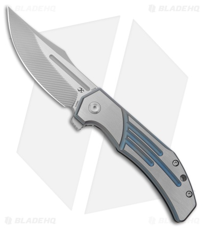 Kansept Knives Orion Frame Lock Knife Blue /Machine Satin Ti (3.1" Satin Milled)