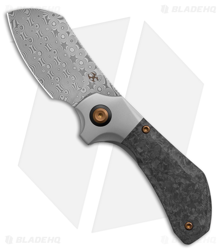 Kansept Knives Pluto Frame Lock Knife SW Ti/Shred Carbon Fiber (2.5" Damascus)