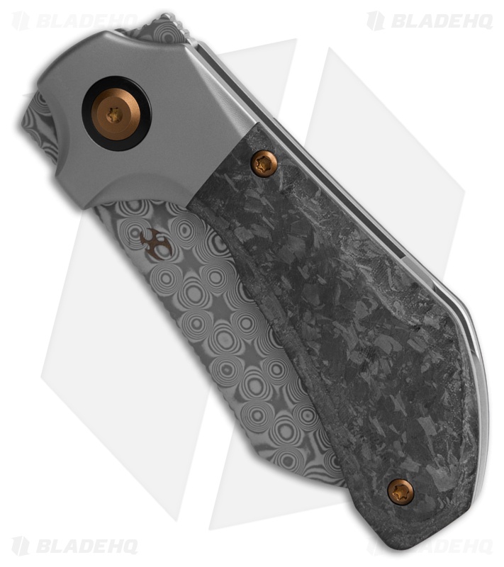 Kansept Knives Pluto Frame Lock Knife SW Ti/Shred Carbon Fiber (2.5" Damascus)