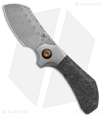 Kansept Knives Pluto Frame Lock Knife SW Ti/Shred Carbon Fiber (2.5" Damascus)
