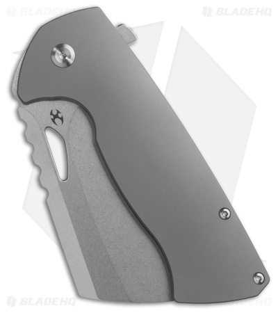 Kansept Knives Leviathan Frame Lock Knife Bead Blast Titanium (3.9" SW S35VN)