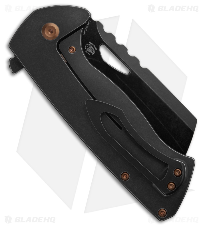 Kansept Knives Leviathan Frame Lock Knife Blackwash Ti w/Holes (3.9" Black SW)