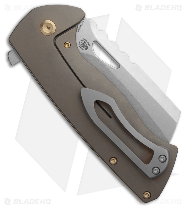 Kansept Knives Leviathan Frame Lock Knife Bronze Ti w/Holes (3.9" SW S35VN)