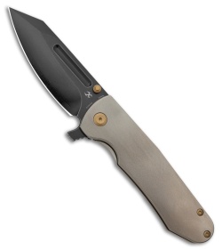 Kansept Knives Superhawk Frame Lock Knife Orange Peel Titanium (3.9" Black SW)