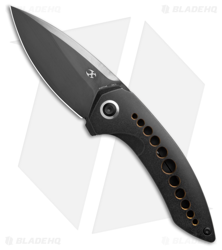Kansept Odd 21 Frame Lock Knife Black SW Ti W/Bronze Holes