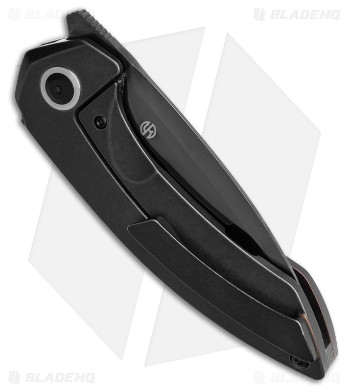 K.Kページ Kansept Odd 21 Frame Lock Knife Black SW Ti W/Bronze Holes