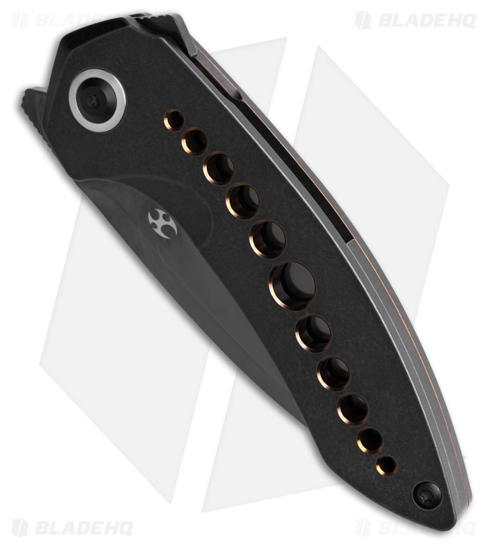 Kansept Odd 21 Frame Lock Knife Black SW Ti W/Bronze Holes