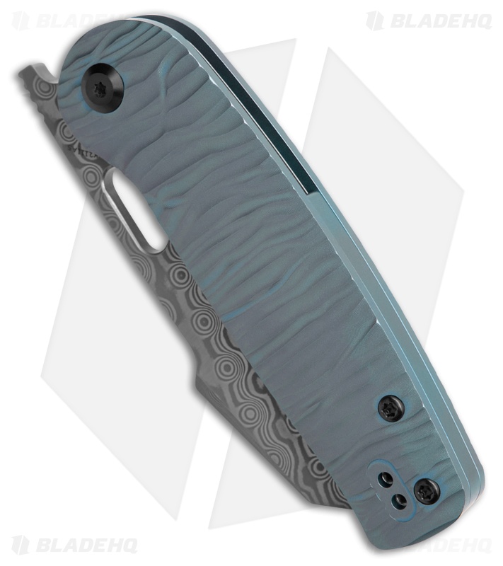 Kansept Orlok Liner Lock Knife Micro Rock Blue Titanium (3" Damascus)
