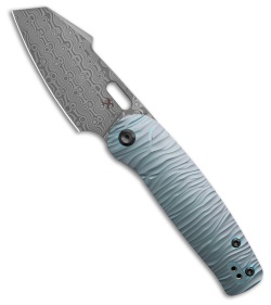 Kansept Orlok Liner Lock Knife Micro Rock Blue Titanium (3" Damascus)