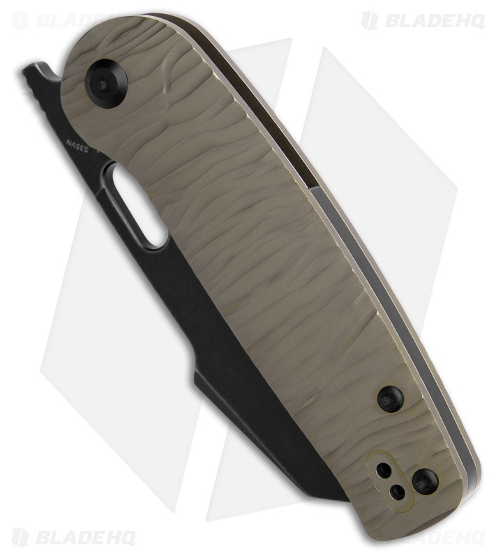 Kansept Orlok Liner Lock Knife Micro Rock Bronze Titanium (3" Black SW S35VN)