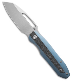 Kansept Thunderhead Liner Lock Knife Blue Ti/Shred CF Inlay (3.6" Stonewash)
