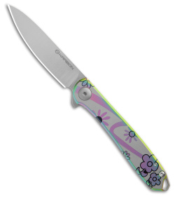 Karbon Knives Tidbit Frame Lock Knife Floral Pattern Steel (3" Satin)