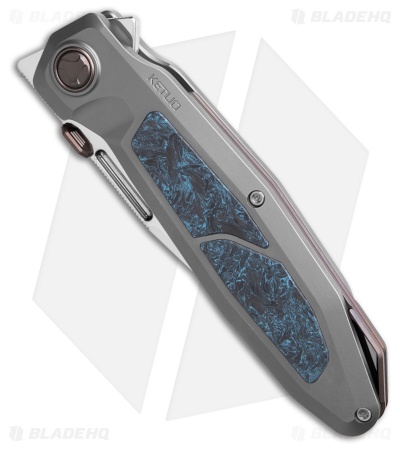 Ketuo Bratva Liner Lock Knife BB Ti/Blue Marbled CF (3.85" Mirror Polish)
