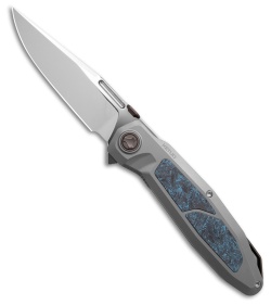 Ketuo Bratva Liner Lock Knife BB Ti/Blue Marbled CF (3.85" Mirror Polish)