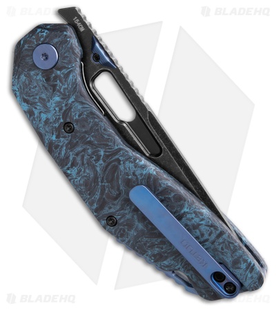 Ketuo Yakuza Liner Lock Knife Black/Blue Carbon Fiber (3.3" Dark Stonewash)